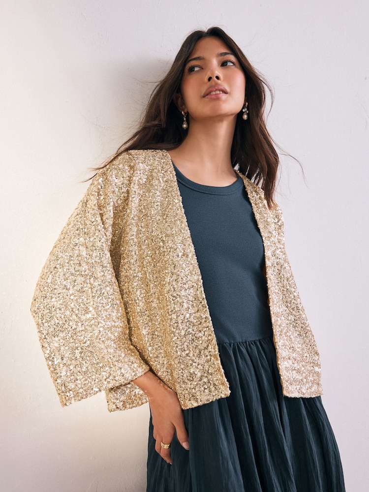 Gold Sequin Jacket - Image 1 of 8