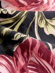 Black/Pink Vintage Floral Kew Collection 100% Cotton Tie Waist Maxi Kimono - Image 9 of 9