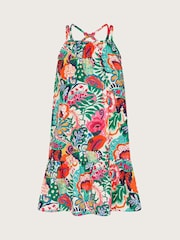 Vestido con vuelo y estampado floral tropical de Monsoon - Imagen 2 de 4