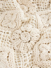 Ecru 100% Cotton Slouchy Crochet Kimono - Image 7 of 8