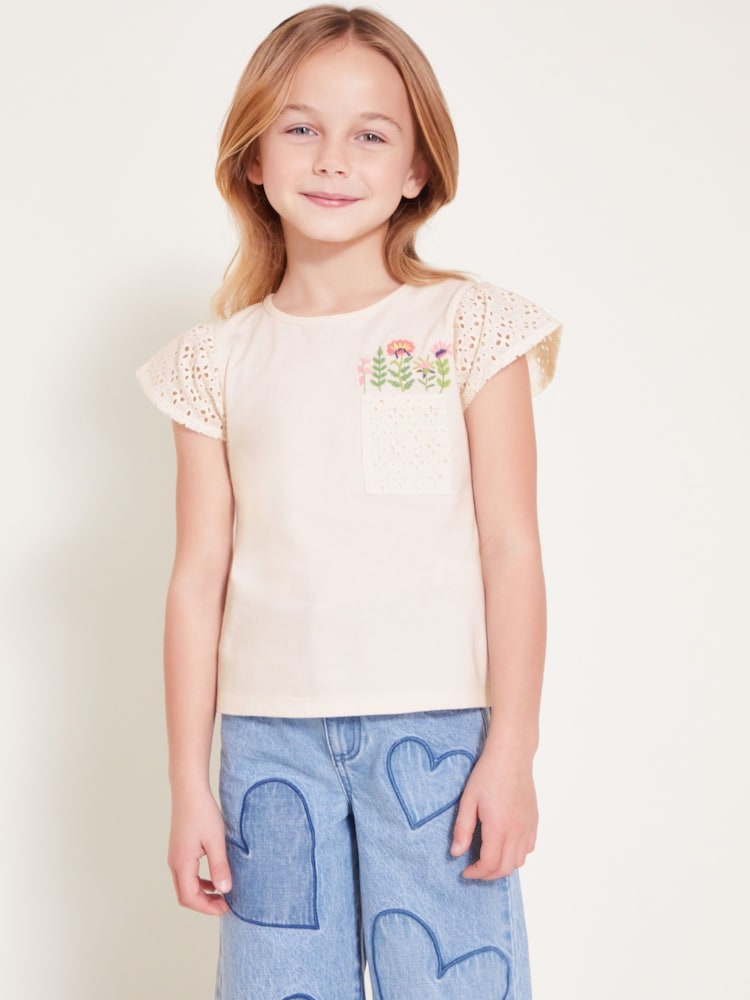 Camiseta floral con bordado y bolsillo 100% algodón de Monsoon - Imagen 1 de 4 Camiseta floral con bordado y bolsillo 100% algodón de Monsoon - Imagen 1 de 4