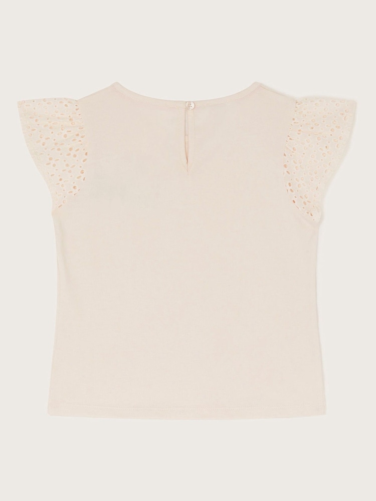 Monsoon Natural Floral Pocket Broderie 100% Cotton T-Shirt - Image 3 of 4