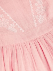 Monsoon Pink Floral Embroidered Short Sleeve Dress - Image 3 of 3