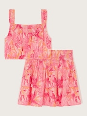 Monsoon Pink Birds Of Paradise Crop Top and Skirt Set - Image 1 of 3