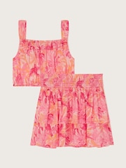 Monsoon Pink Birds Of Paradise Crop Top and Skirt Set - Image 2 of 3