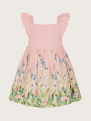 Monsoon Pink Baby Bunny Scene 100% Cotton Dress - Image 2 of 4