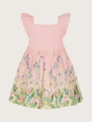 Monsoon Pink Baby Bunny Scene 100% Cotton Dress - Image 3 of 4