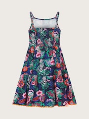 Monsoon Blue Floral Animal Print Cotton Dress - Image 2 of 3