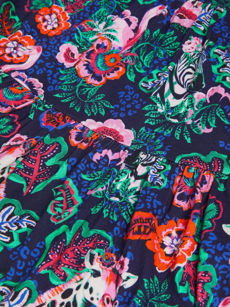 Monsoon Blue Floral Animal Print Cotton Dress - Image 3 of 3