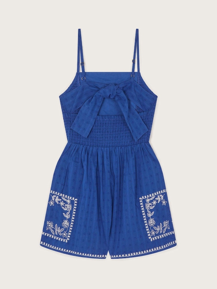 Monsoon Blue Floral Embroidered Strappy Playsuit - Image 2 of 3