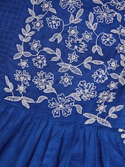 Monsoon Blue Floral Embroidered Strappy Playsuit - Image 3 of 3