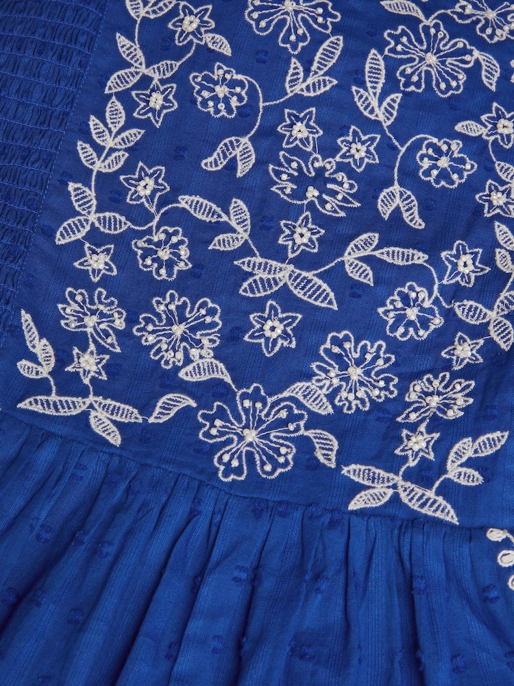 Monsoon Blue Floral Embroidered Strappy Playsuit - Image 3 of 3