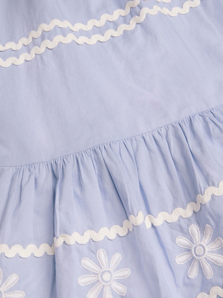 Monsoon Blue Amalfi Floral Ricrac Sleeveless Dress - Image 3 of 3