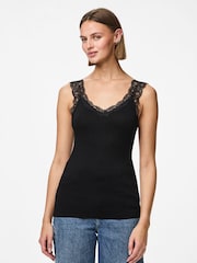 PIECES Black Lace Trim Top 2 Pack - Image 2 of 4