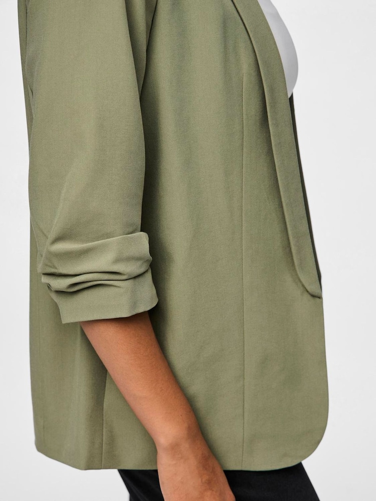 PIECES Green Ruched Sleeve Blazer - Image 4 of 4