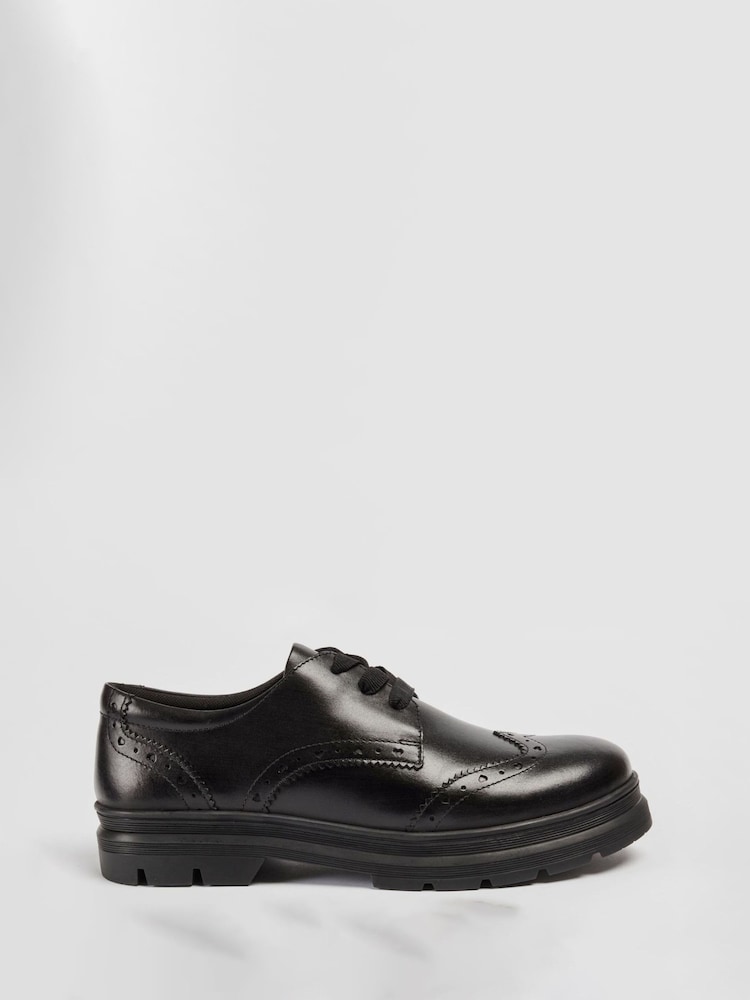 Pod Black Chrome Leather Fiona School Brogues - Image 1 of 5