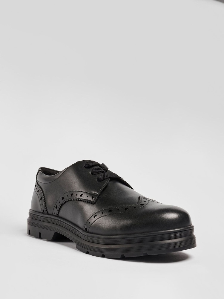 Pod Black Chrome Leather Fiona School Brogues - Image 2 of 5