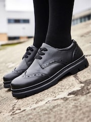 Pod Black Chrome Leather Fiona School Brogues - Image 5 of 5