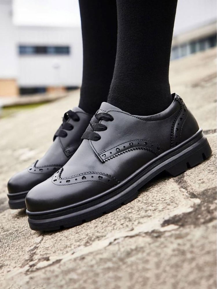 Pod Black Chrome Leather Fiona School Brogues - Image 5 of 5