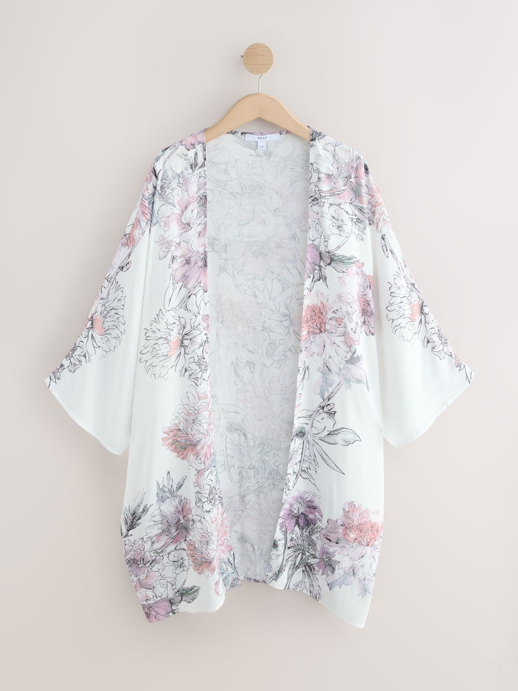 Vintage Dahlia Longline Kimono Cover-Up - Image 1 of 3