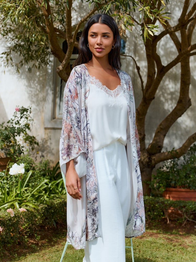 Vintage Dahlia Vintage Floral Longline Kimono Cover-Up - Image 1 of 7 Vintage Dahlia Vintage Floral Longline Kimono Cover-Up - Image 1 of 7