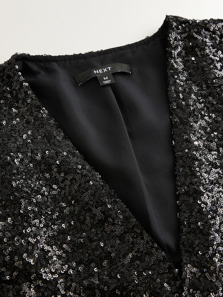 Black Sequin Jacket - Image 8 of 8 Black Sequin Jacket - Image 8 of 8