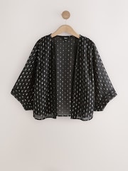 Black/Silver Filcoupe Cropped Kimono - Image 1 of 1