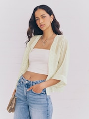 Ivory/Gold Filcoupe Cropped Kimono - Image 1 of 3