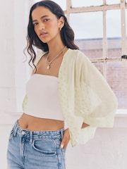Ivory/Gold Filcoupe Cropped Kimono - Image 2 of 3