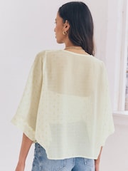 Ivory/Gold Filcoupe Cropped Kimono - Image 4 of 8