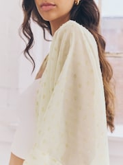 Ivory/Gold Filcoupe Cropped Kimono - Image 6 of 8