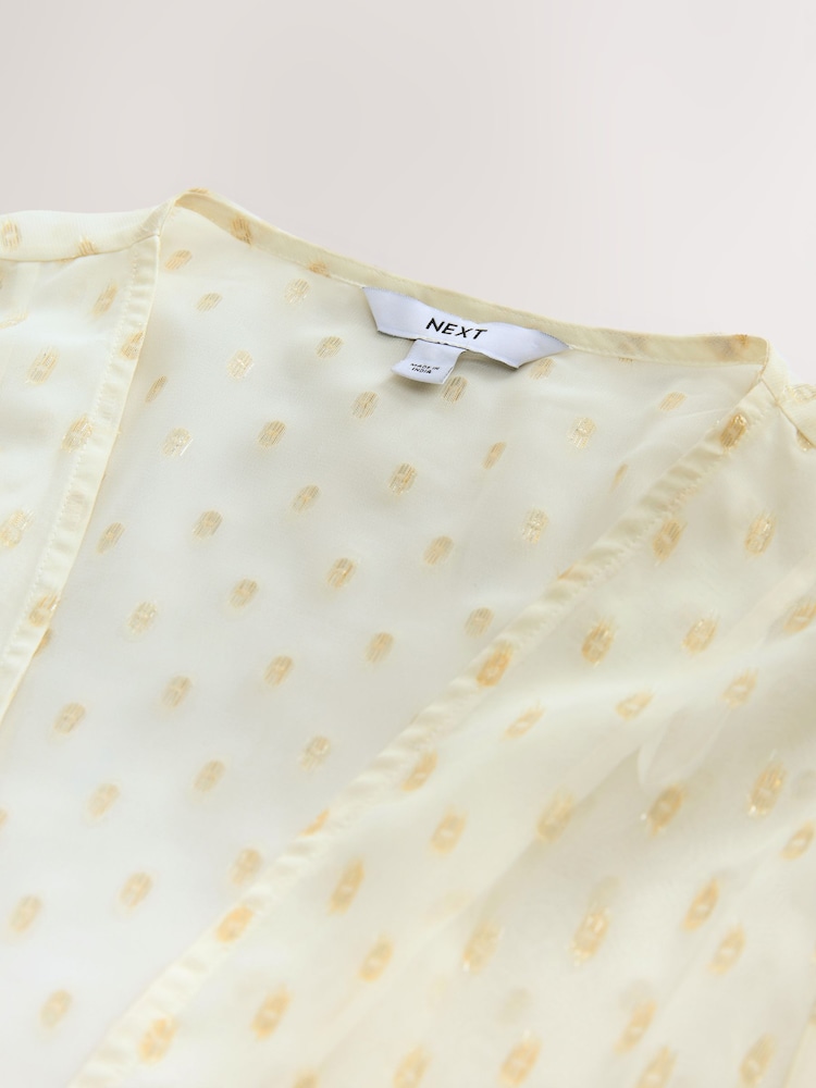 Ivory/Gold Filcoupe Cropped Kimono - Image 8 of 8 Ivory/Gold Filcoupe Cropped Kimono - Image 8 of 8
