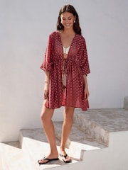 Dusky Pink Tie Waist Cover-Up - Image 3 of 4