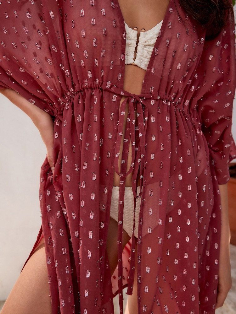 Dusky Pink Tie Waist Cover-Up - Image 4 of 4