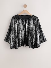 Black Sequin Cape Cover-Up - Image 1 of 4