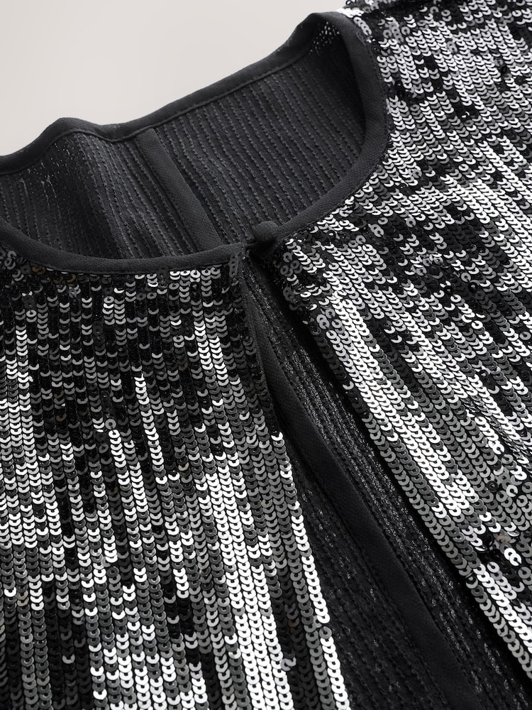 Black Sequin Cape Cover-Up - Image 2 of 4