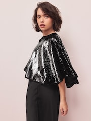 Black Sequin Cape Cover-Up - Image 5 of 9