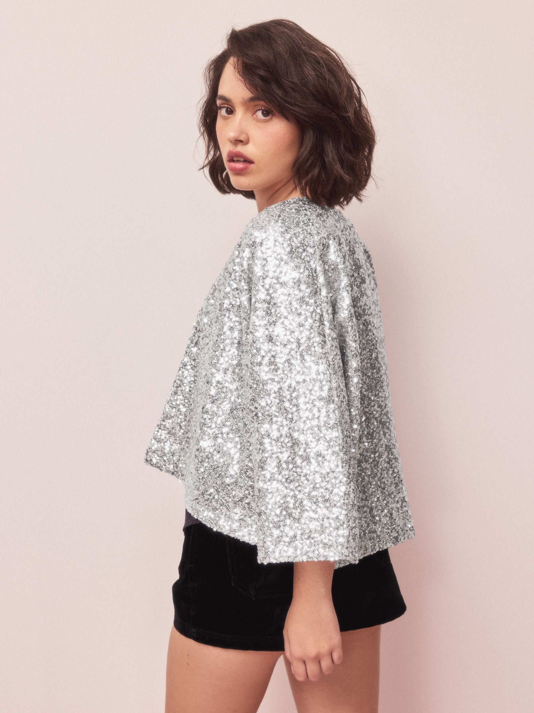 Buy Silver Sequin Jacket from Next USA