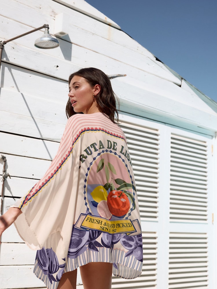 Multi Short Kimono Cover-Up - Image 1 of 5 Multi Short Kimono Cover-Up - Image 1 of 5