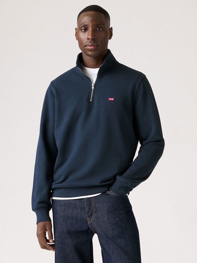 Levi's® Navy Blazer Original Quater Zip Jumper - Image 1 of 6