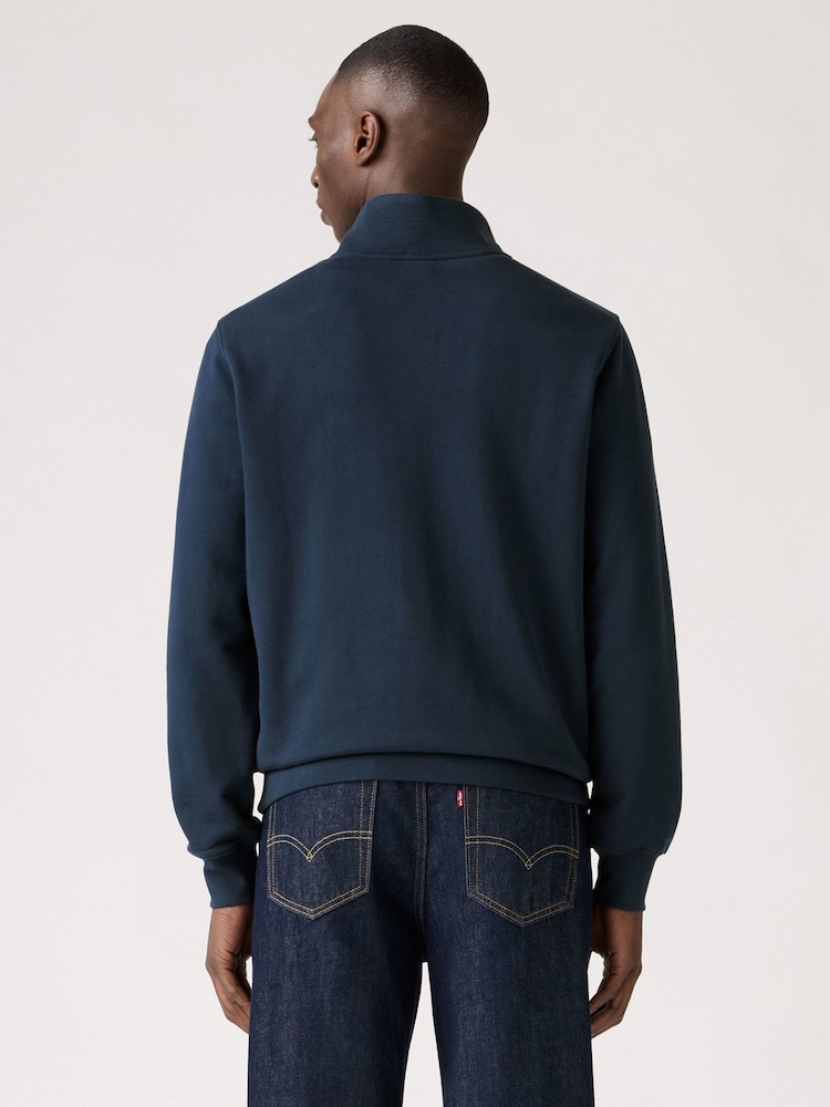 Levi's® Navy Blazer Original Quater Zip Jumper - Image 2 of 6