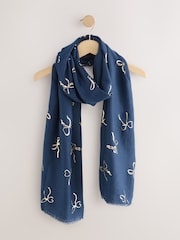 Navy Foil Bow Lightweight Scarf - Image 1 of 3