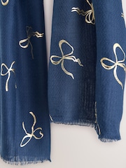 Navy Foil Bow Lightweight Scarf - Image 3 of 3