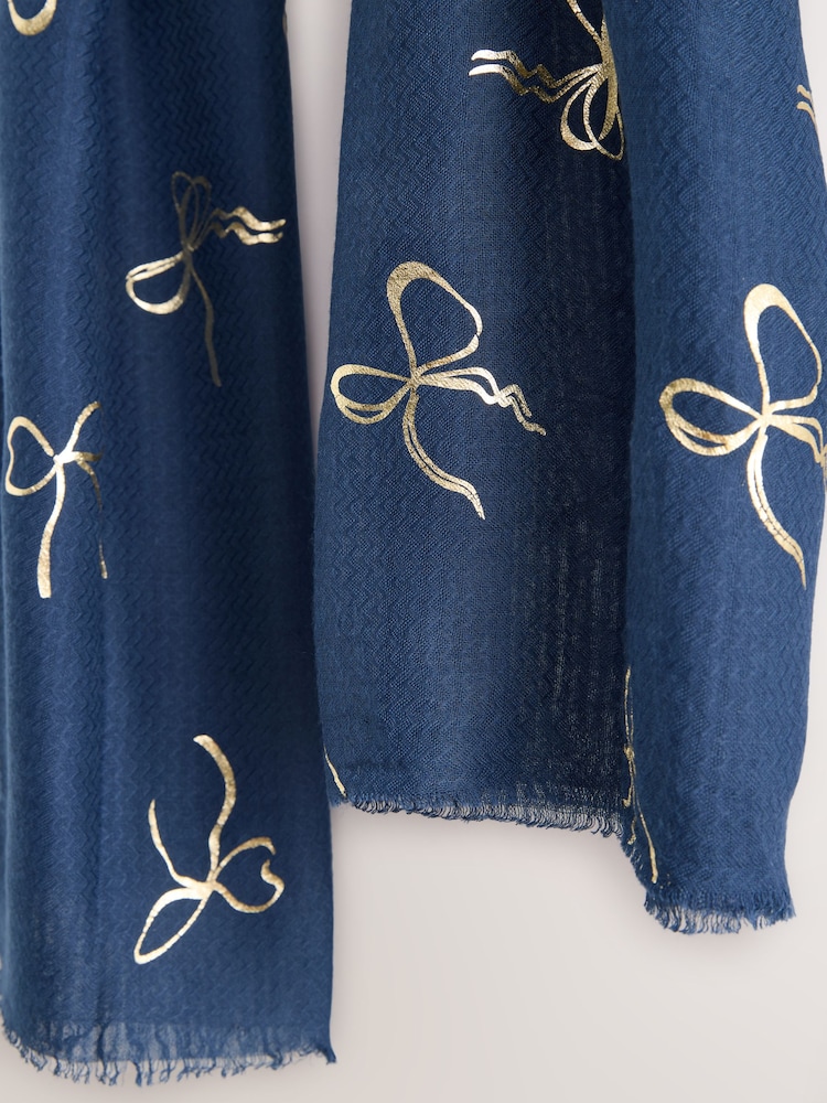 Navy Foil Bow Lightweight Scarf - Image 3 of 3