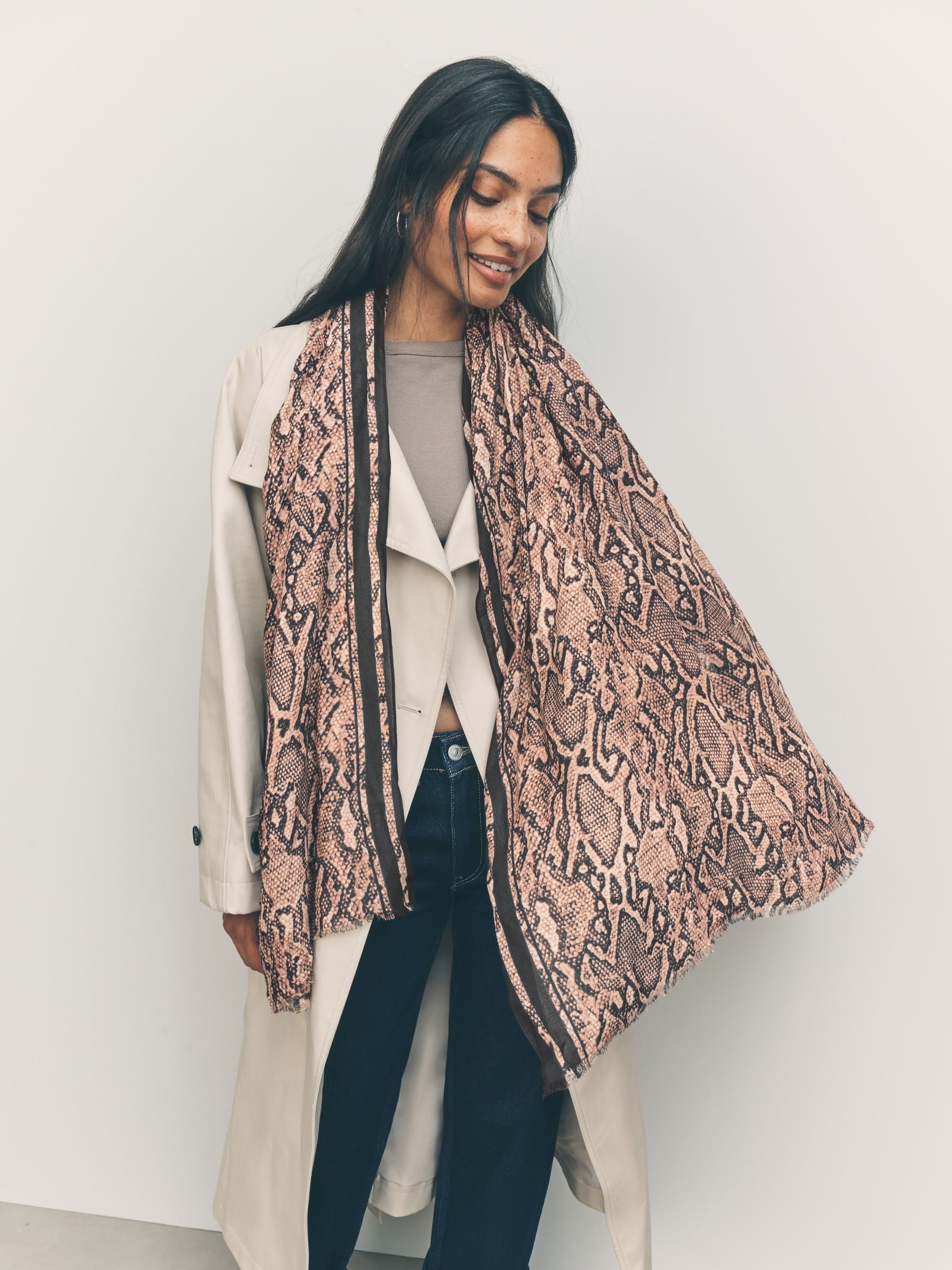 Buy Nude Snake Print Lightweight Scarf from Next India