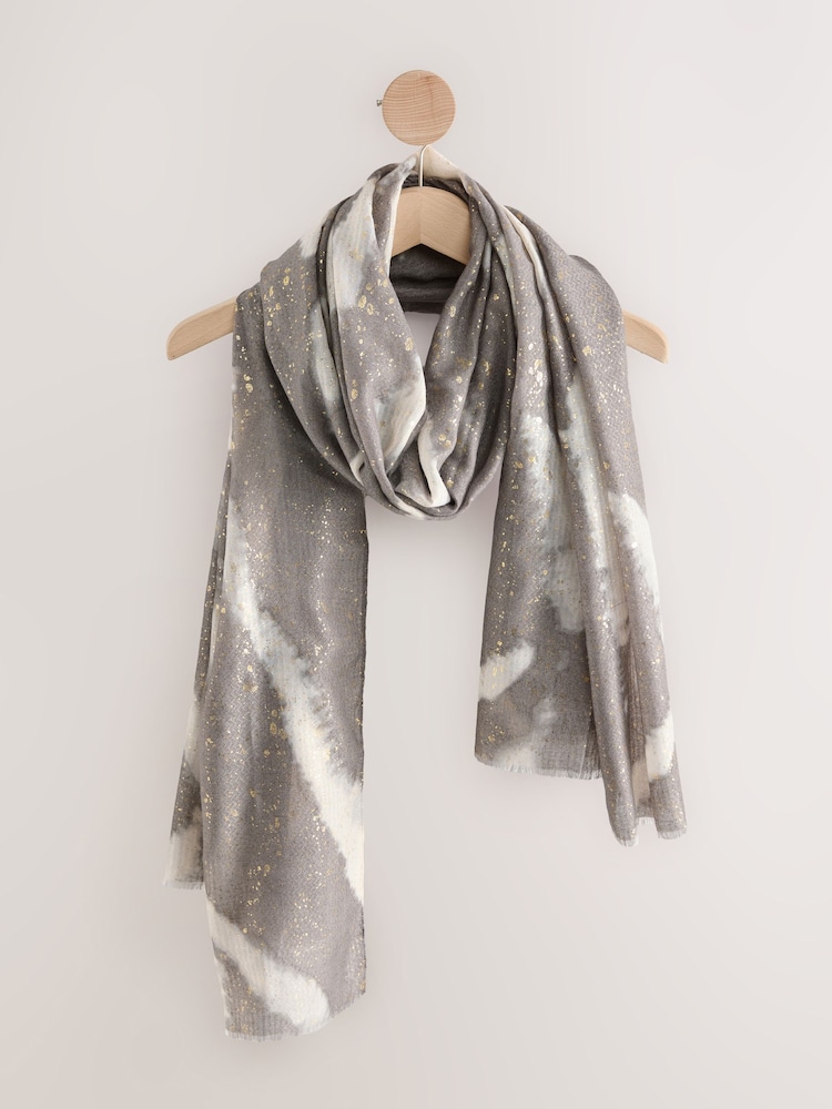 Grey Abstract Foil Lightweight Scarf - Image 1 of 3
