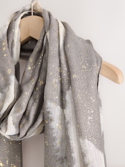 Grey Abstract Foil Lightweight Scarf - Image 2 of 3