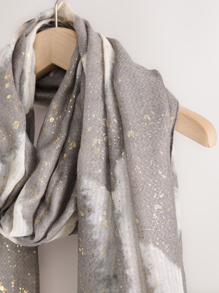Grey Abstract Foil Lightweight Scarf - Image 2 of 3