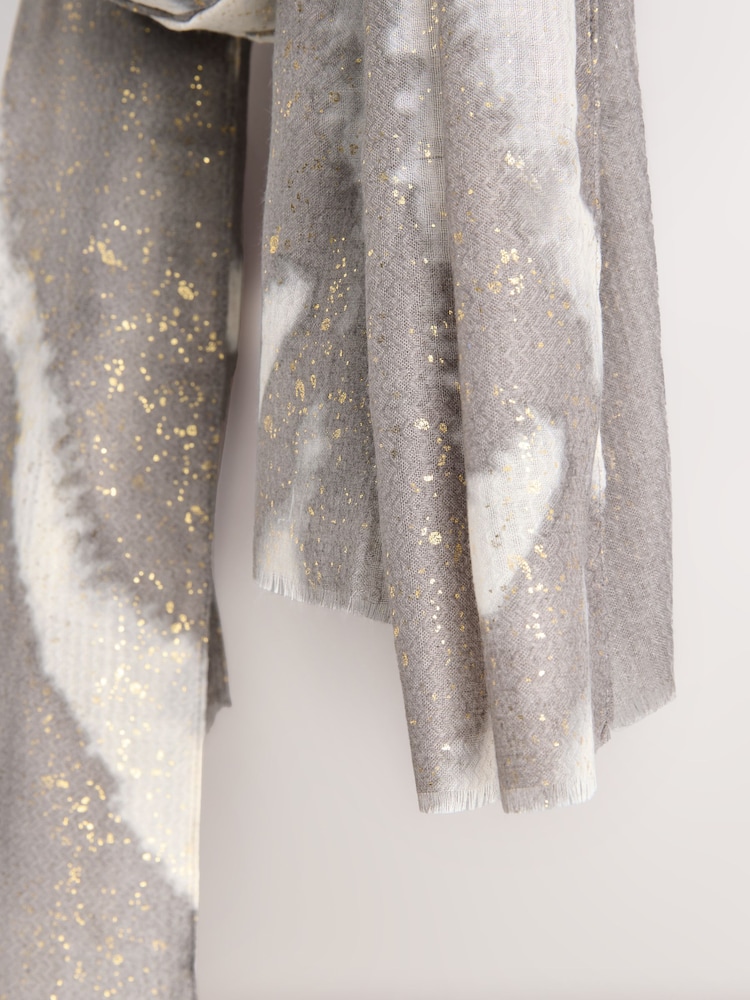 Grey Abstract Foil Lightweight Scarf - Image 3 of 3