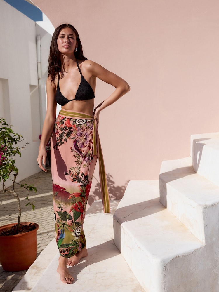 Pink Scenic Floral Kew Collection Maxi Sarong - Image 2 of 8
